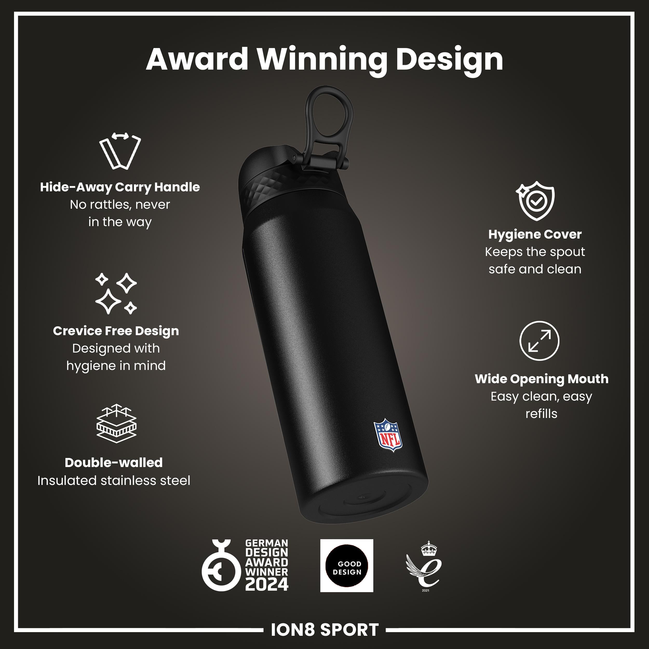 NFL x ION8 Insulated Steel Water Bottle, NFL Titans, 750ml (24oz)