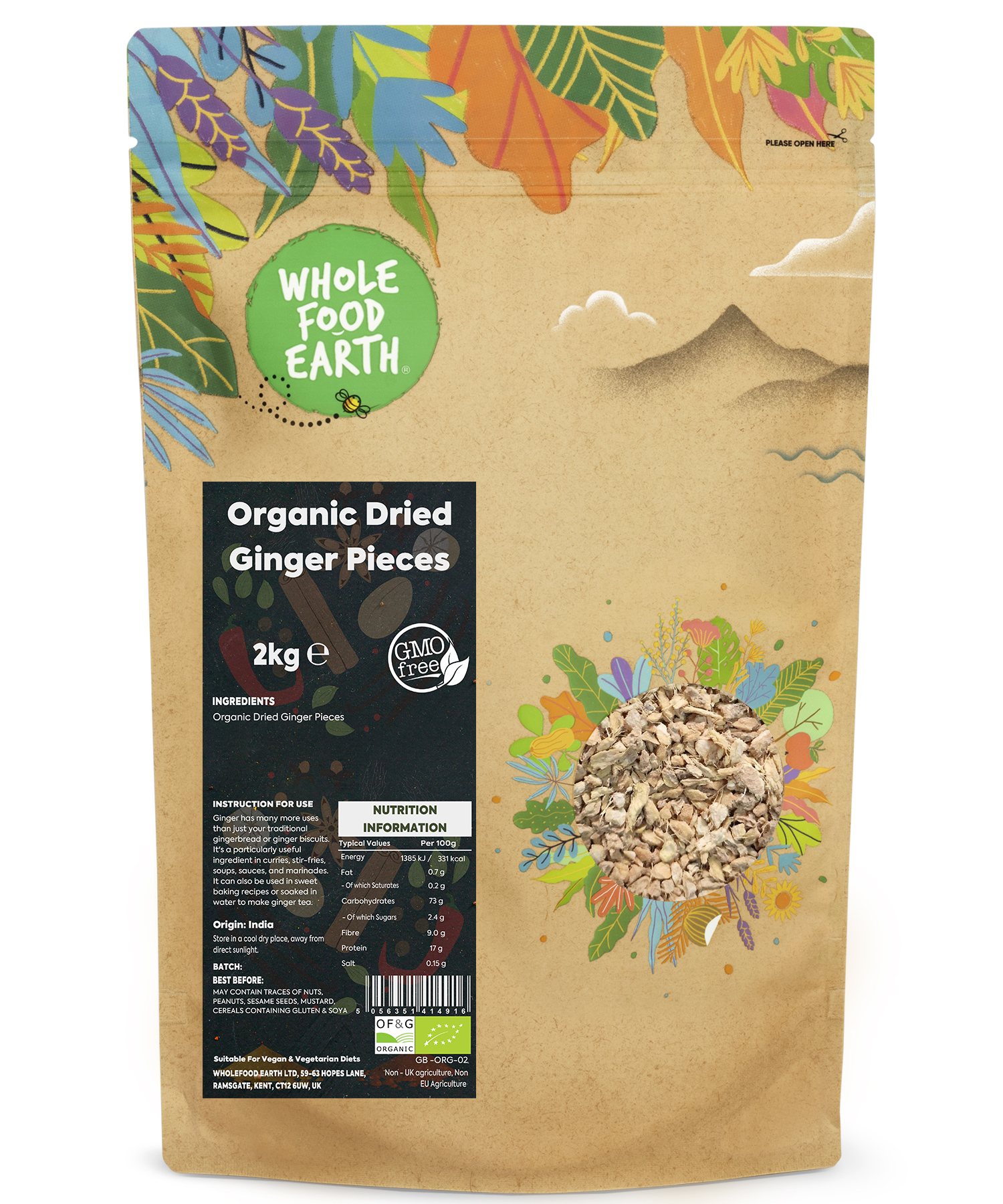Organic Ginger Root Cut Pieces
