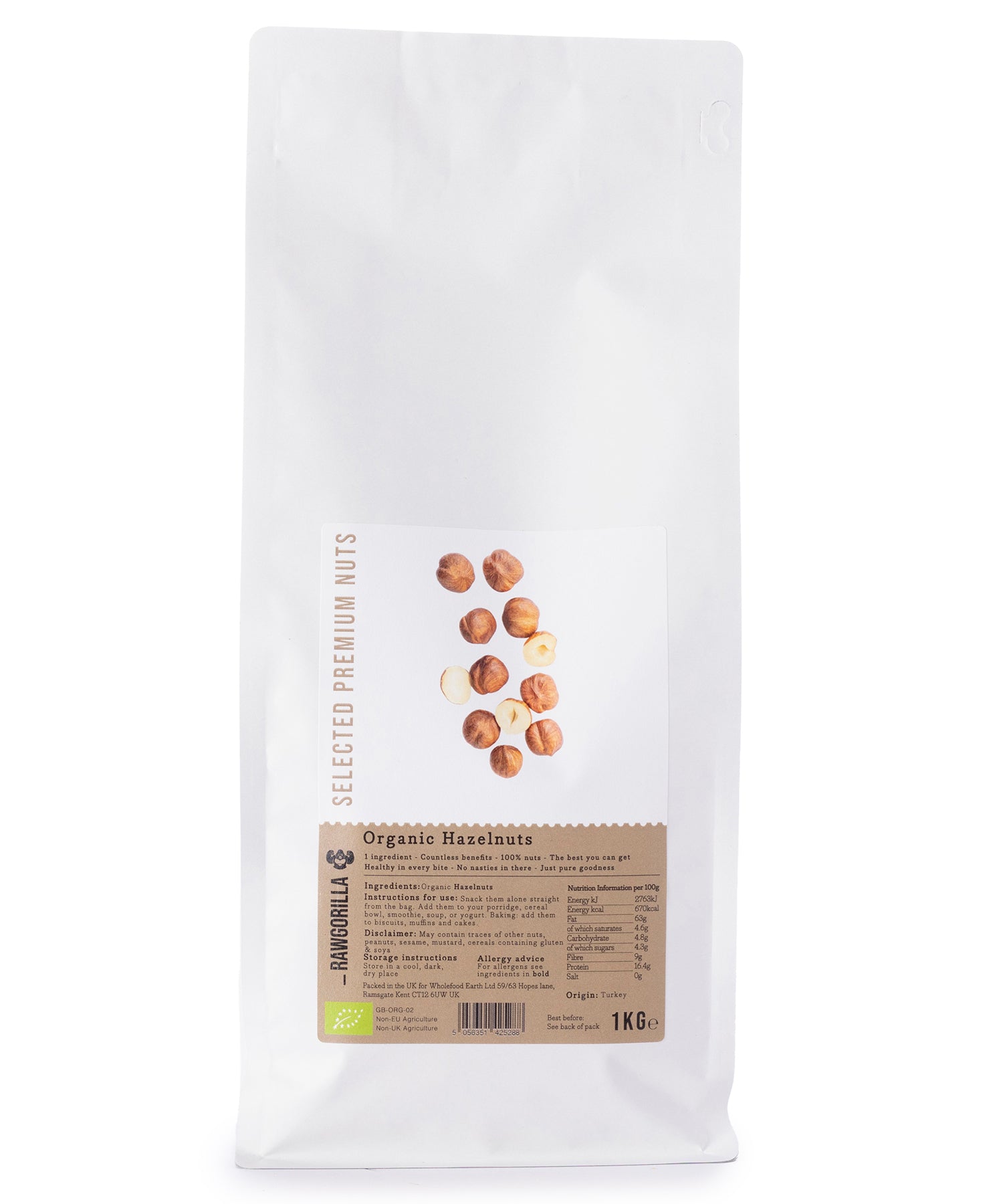 Organic Hazelnuts - RAWGORILLA - 1kg