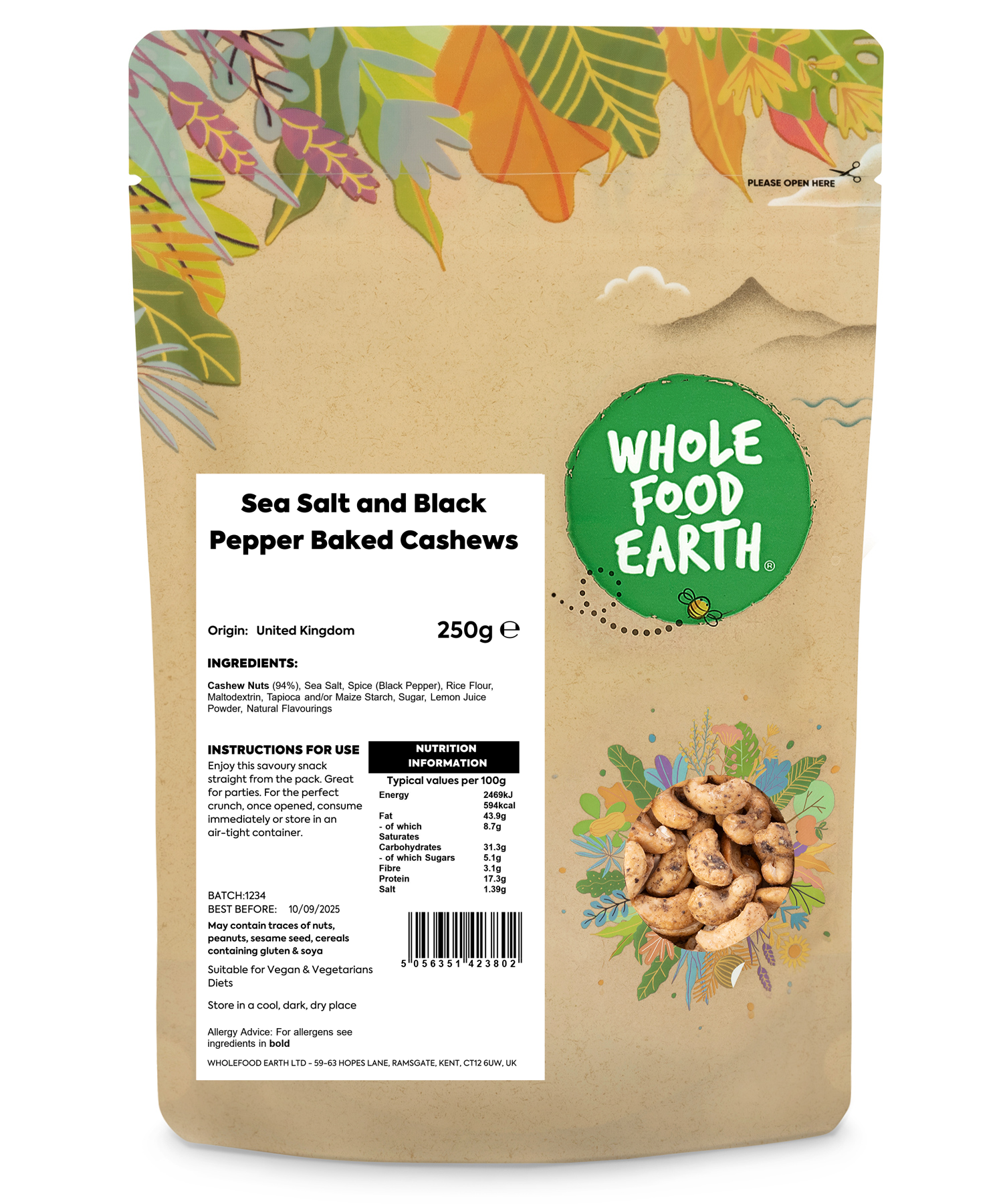 Sea Salt and Black Pepper Baked Cashews
