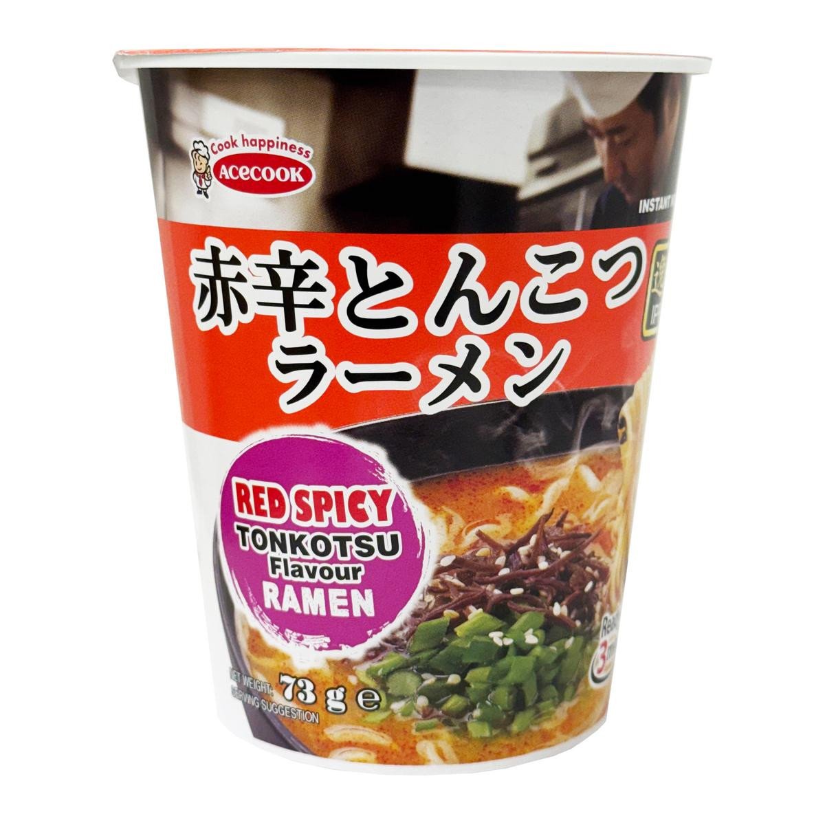 Acecook Ippin Instant Noodles In Cup Red Spicy Tonkotsu Flavour 73g