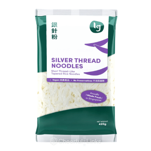 LG Brand Mee Tai Bak Rice Noodles 420g – Short Thick Rice Pin Noodles For Lou Shu Fun & Stir - Fry