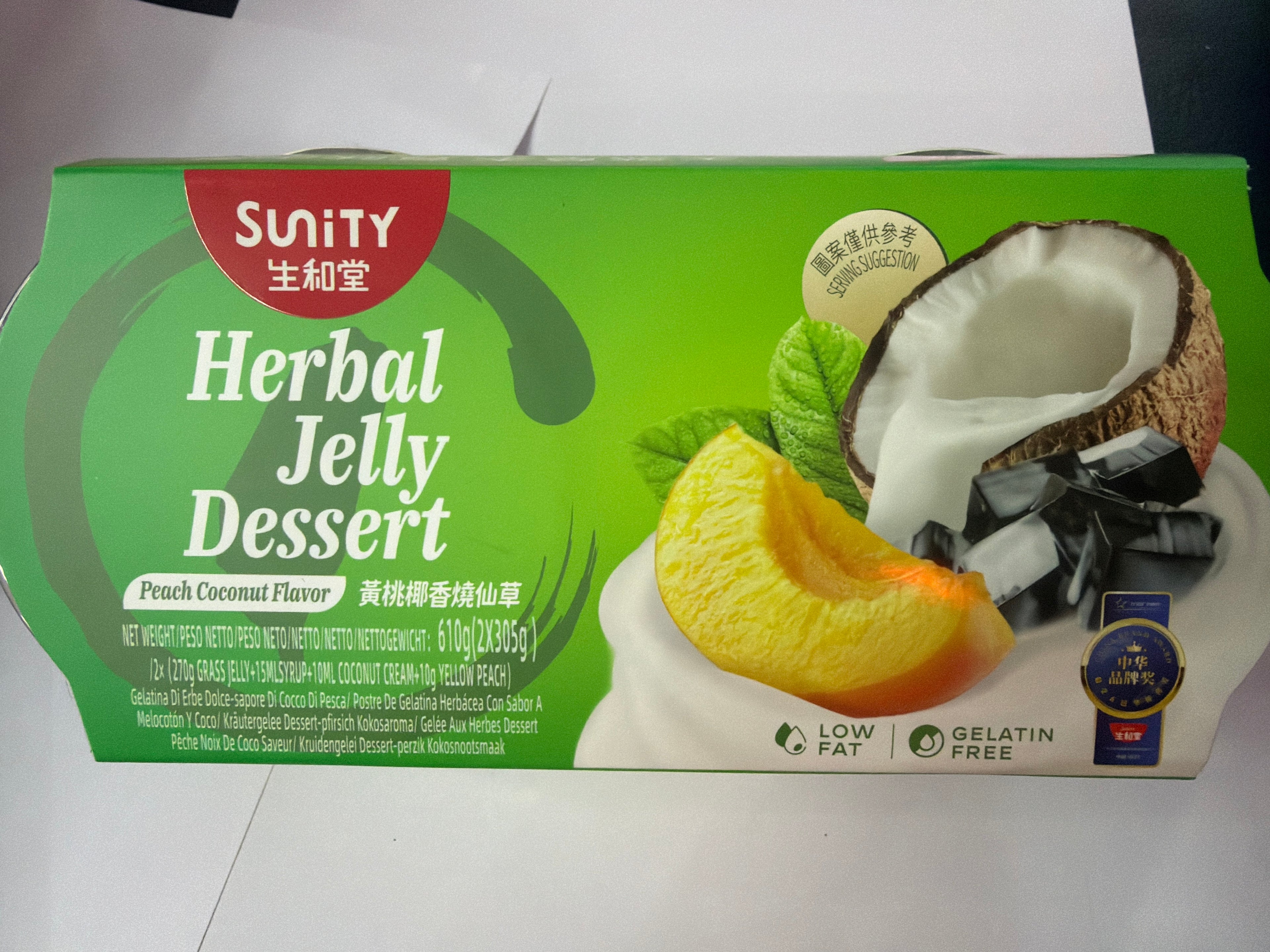 Sunity Herbal Jelly Peach Coconut Flavour 2 Cups 610g