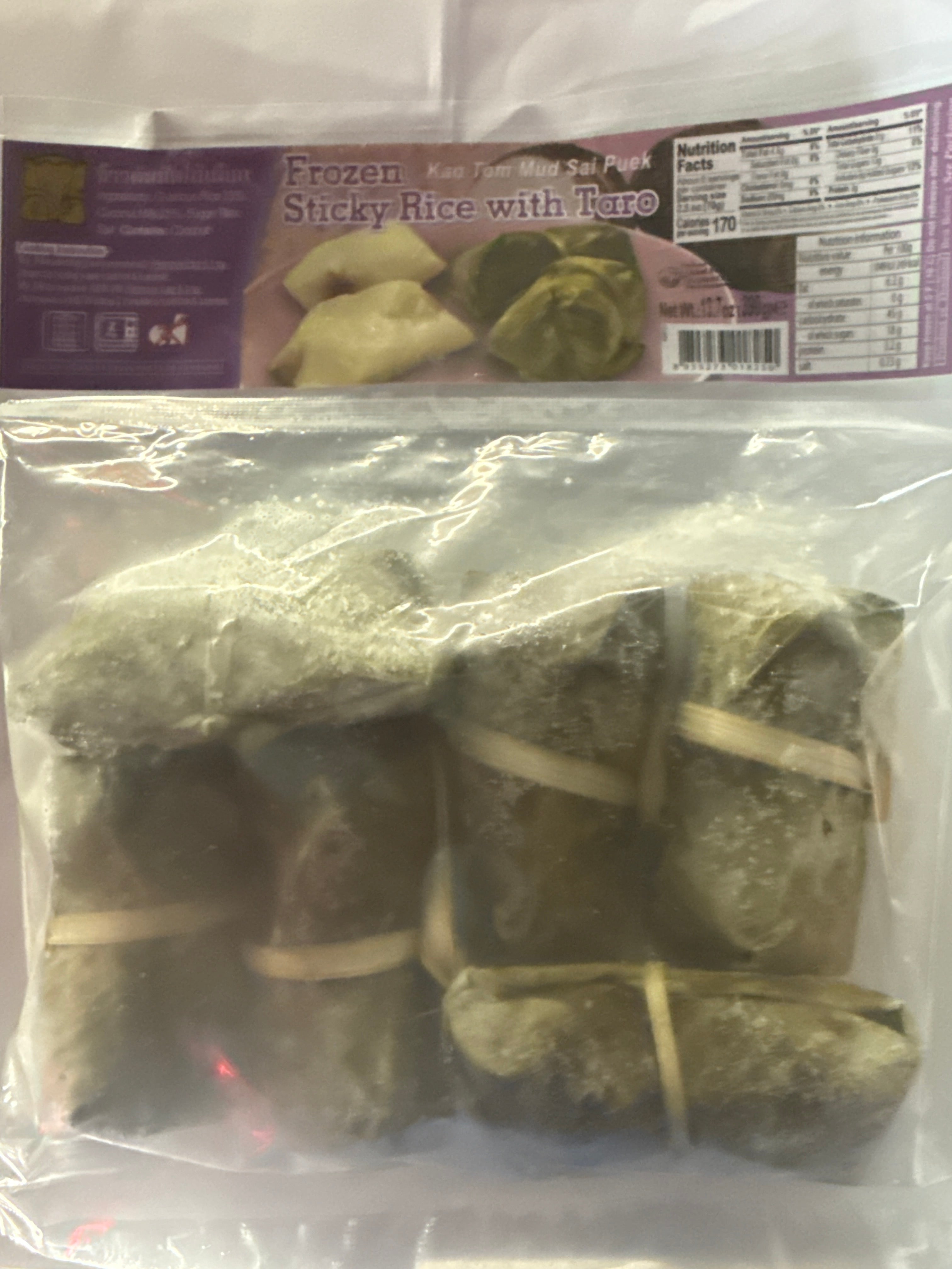 Chang FROZEN Sticky Rice with Taro Dessert (Kao Tom Mud Sai Puerk) 390g