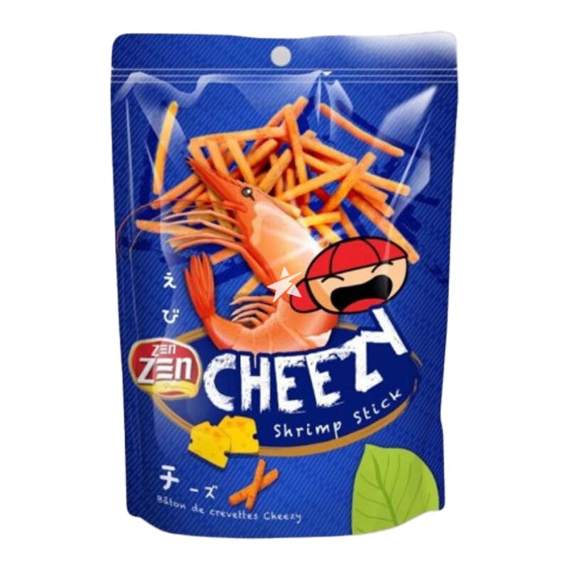 Zen Zen Shrimp Stick Cheezy Flavour 60g – Crunchy Cheese Shrimp Snacks