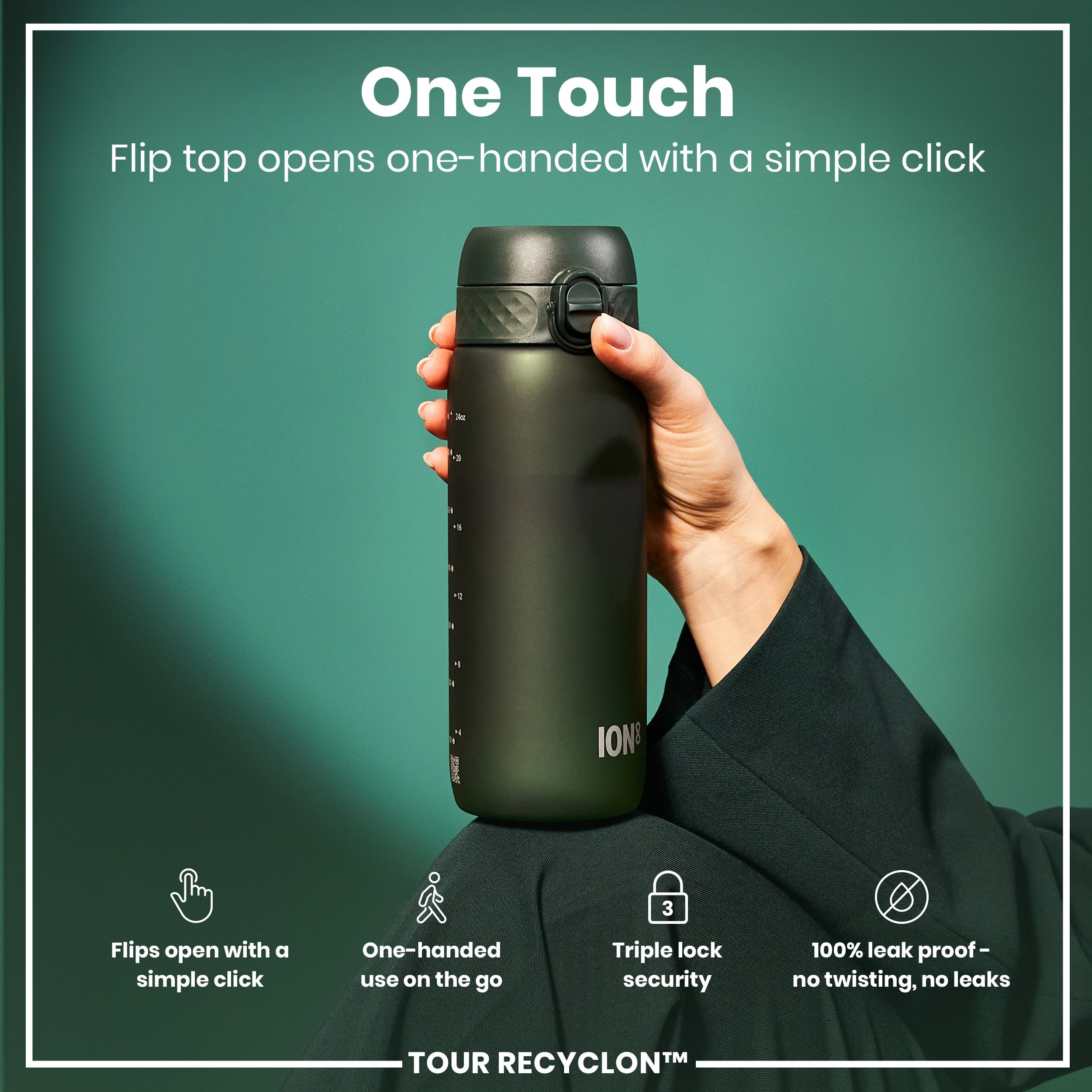 Bottle, Recyclon, Dark Green, 750ml