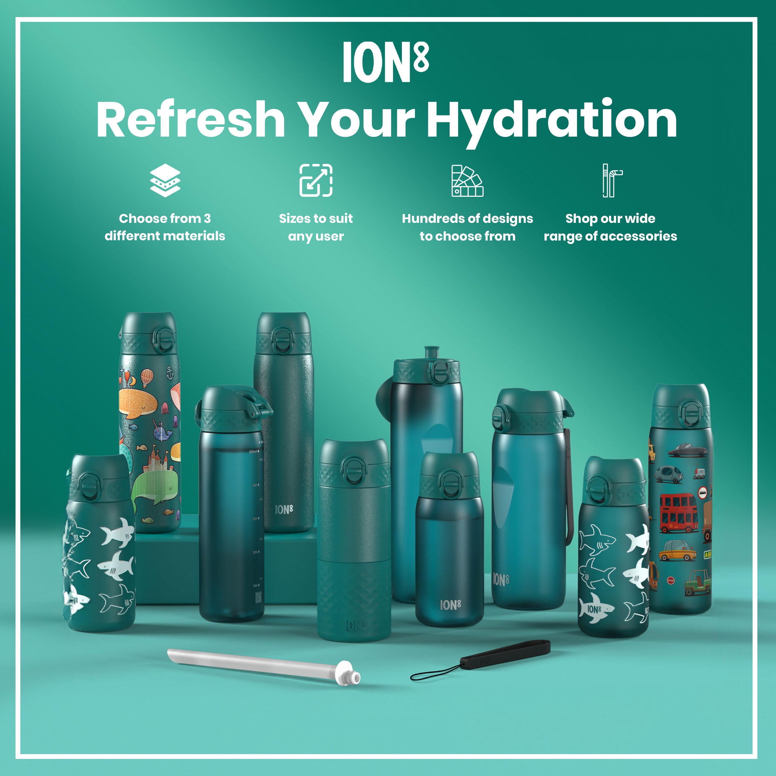 Leak Proof 1 litre Water Bottle, Recyclon, Aqua, 1L