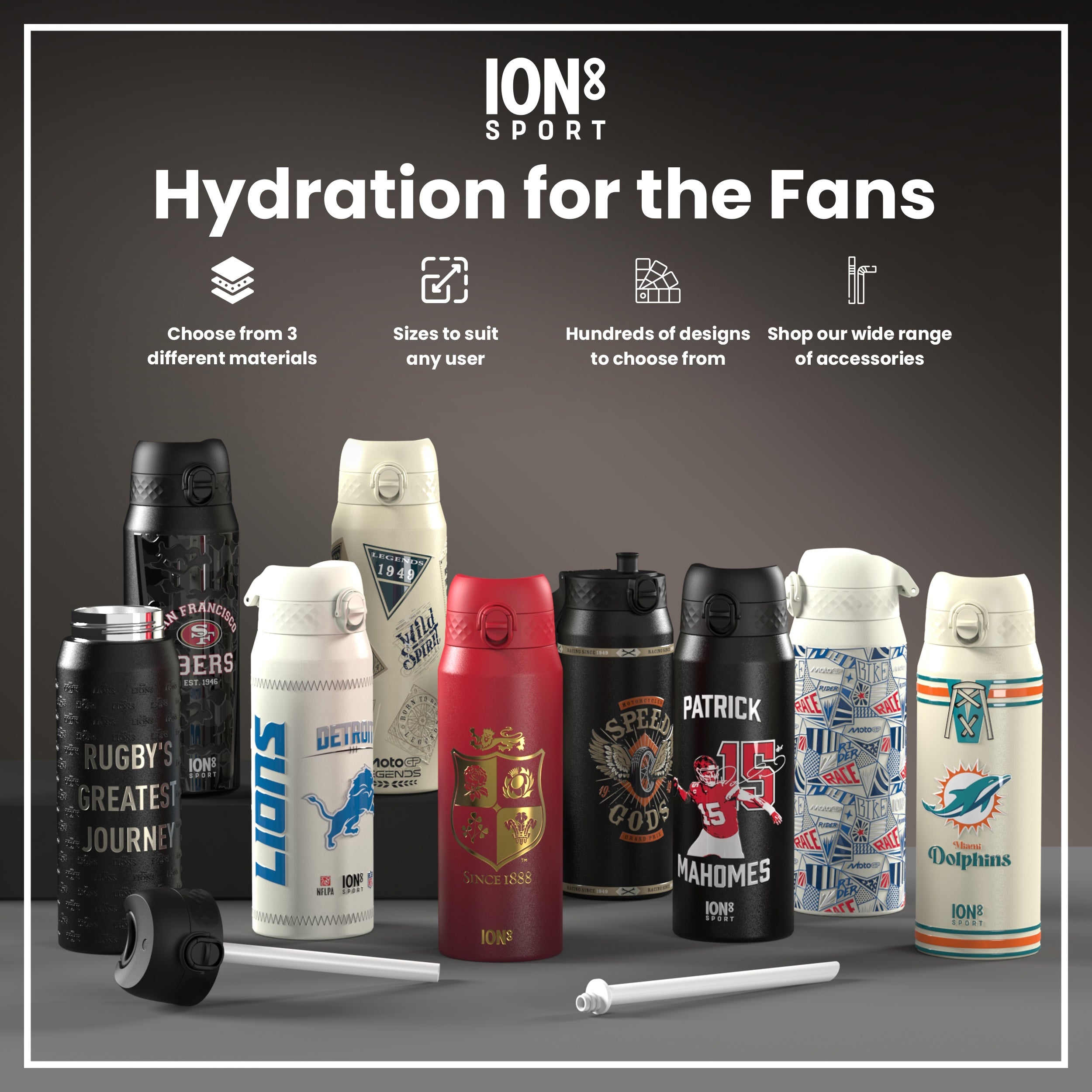 Lions X ION8 Insulated Steel Water Bottle, British & Irish Lions, Nothing Like The Lions, 750ml (24oz)