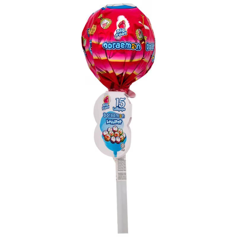 Big Foot Doraemon Mega Lollipop Assorted Flavours 9g – Fun Giant Lollipop Pack With Mini Lollies