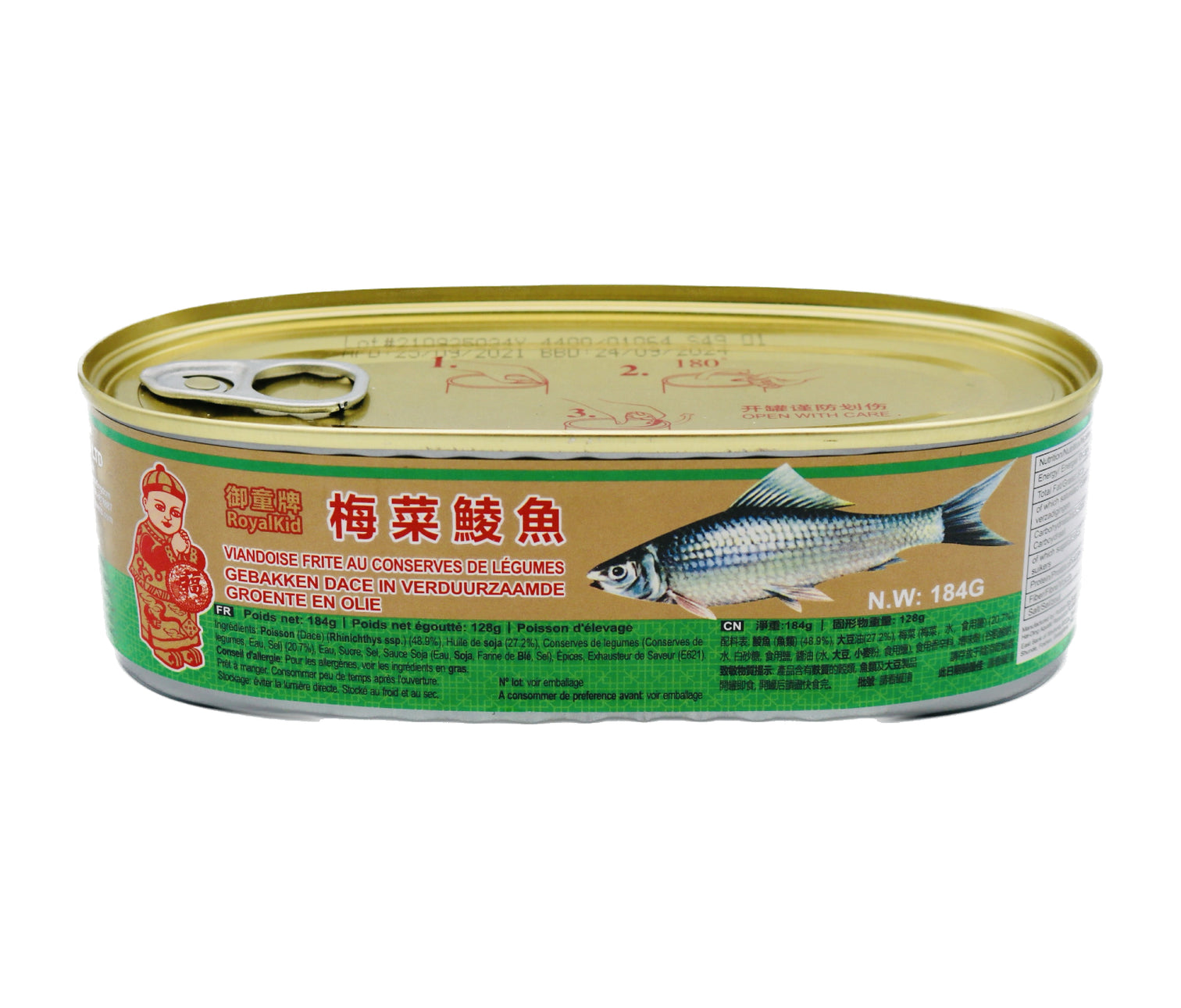 Royal Kid Fried Dace With Preserved Vegetable 184g – Classic Chinese Canned Fish With Salted Vegetable