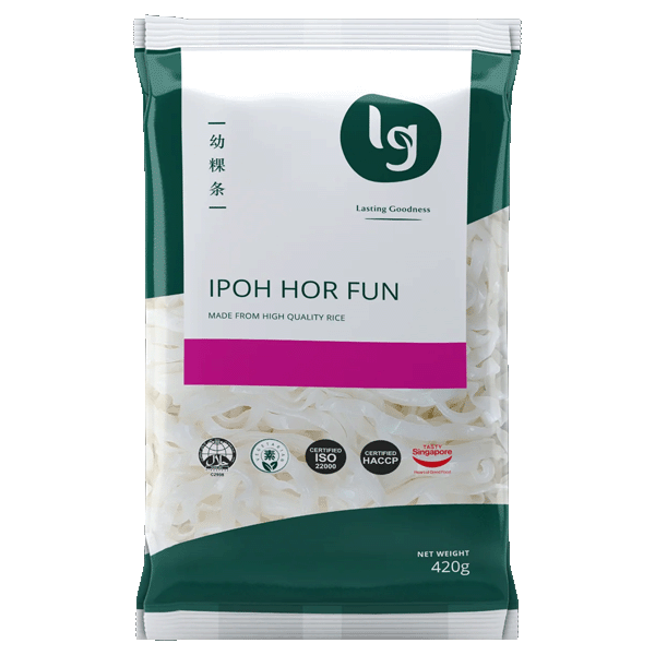 LG Brand Ipoh Hor Fun Rice Noodles 420g – Authentic Flat Rice Noodles For Kuey Teow