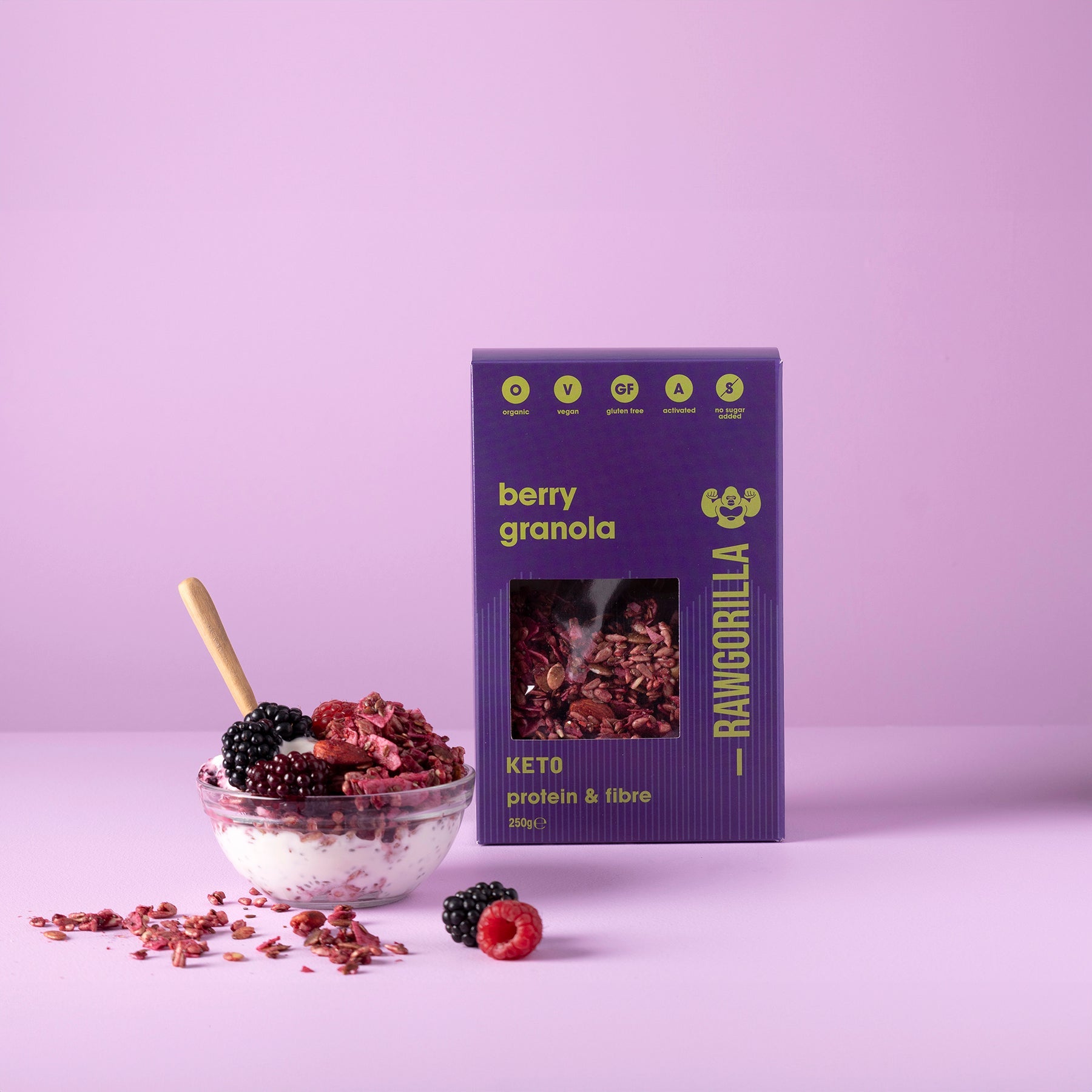 Organic Berry Granola Cereal Keto - 250g - RAWGORILLA
