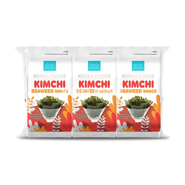 Blue Ville Seaweed Snack Kimchi 3 Pack