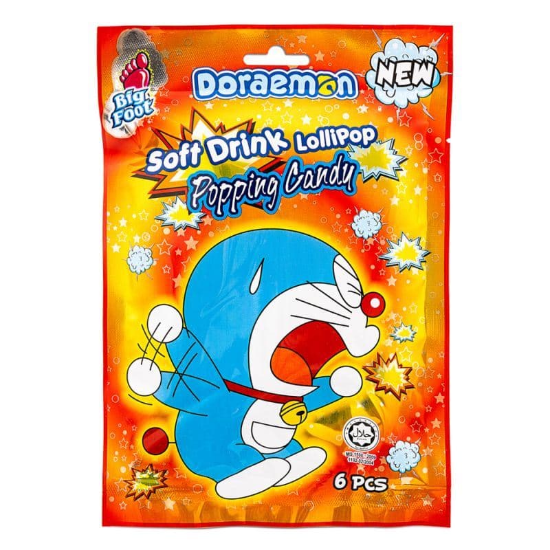 Big Foot Doraemon Soft Drink Lollipop With Popping Candy 60g – Fun Fizzy Popping Lollipops