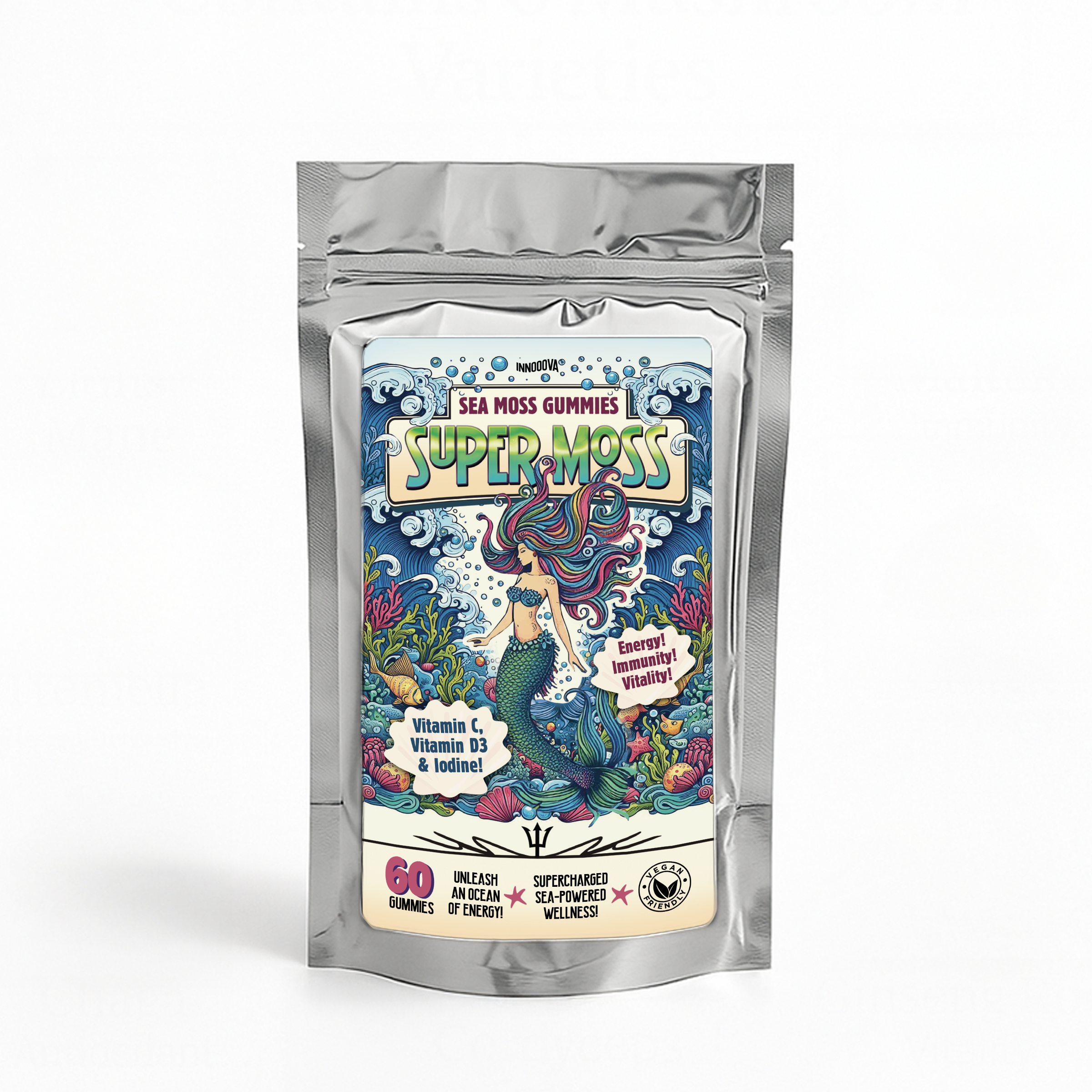 SuperMoss Sea Moss Gummies | Apple Flavour | 60 Gummies | Sea-Powered Energy, Immunity & Vitality