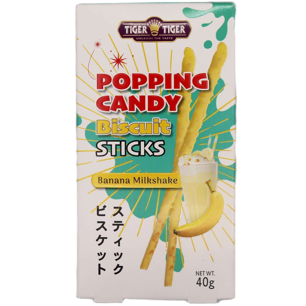 Tiger Tiger Popping Candy Biscuits Sticks Banana Milkshake 40g