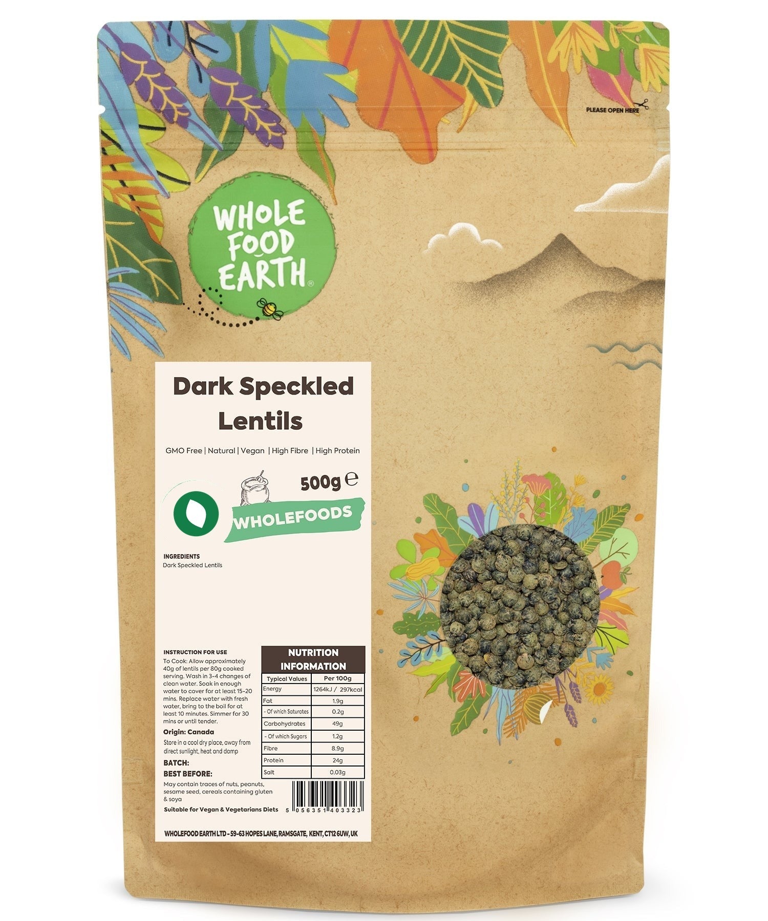 Dark Speckled Lentils