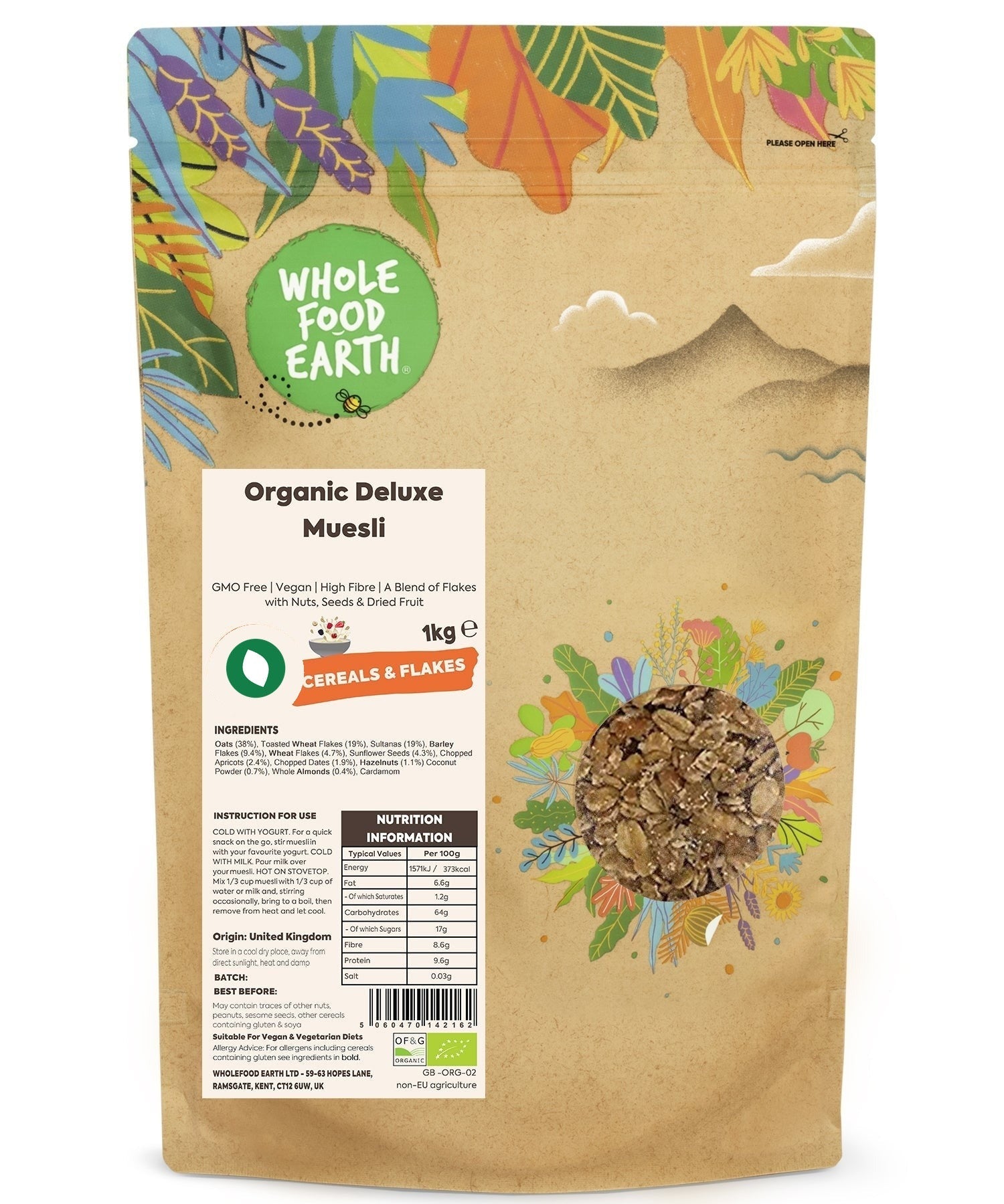 Organic Deluxe Muesli - A Blend of Flakes with Nuts, Seeds & Dried Fruit