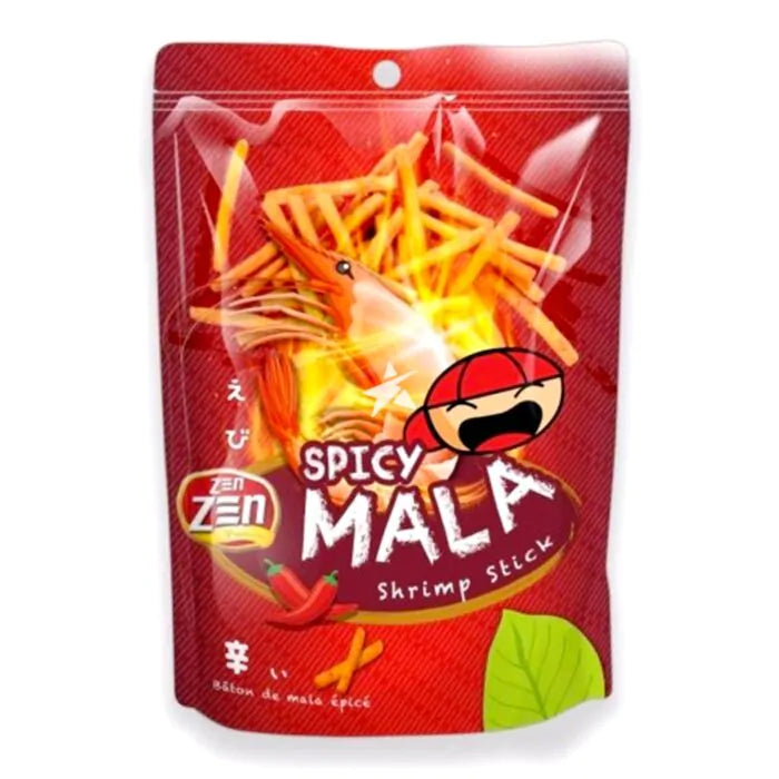 Zen Zen Shrimp Stick Spicy Mala Flavour 60g – Fiery Sichuan Mala Shrimp Snacks